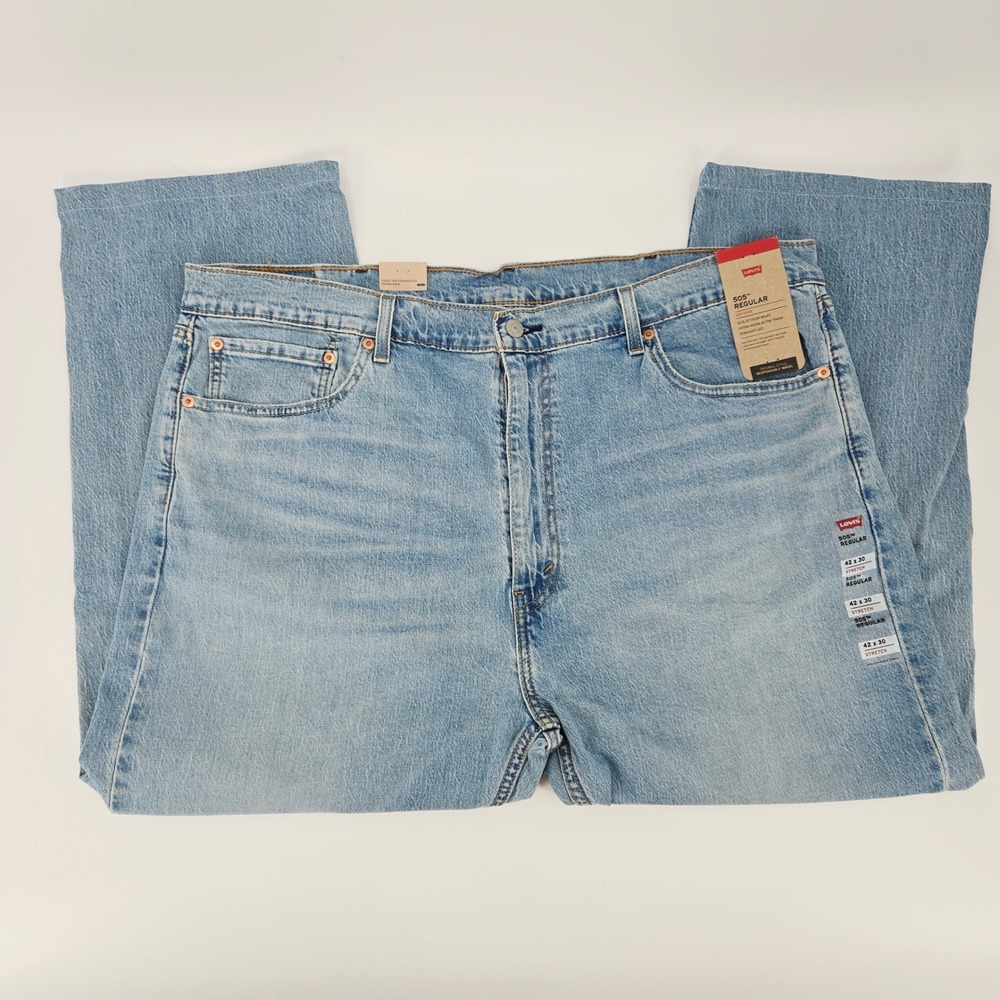 Levi's 505 Regular Fit Straight Leg Medium Wash Jeans 42x30 NWT
